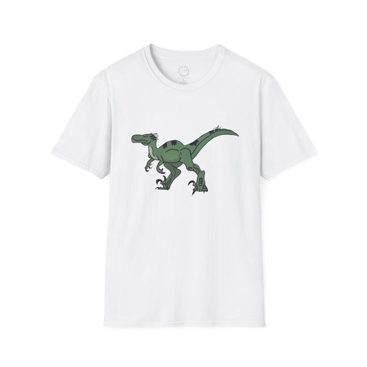 Raptor Graphic T-Shirt — Green Dinosaur Illustration Tee