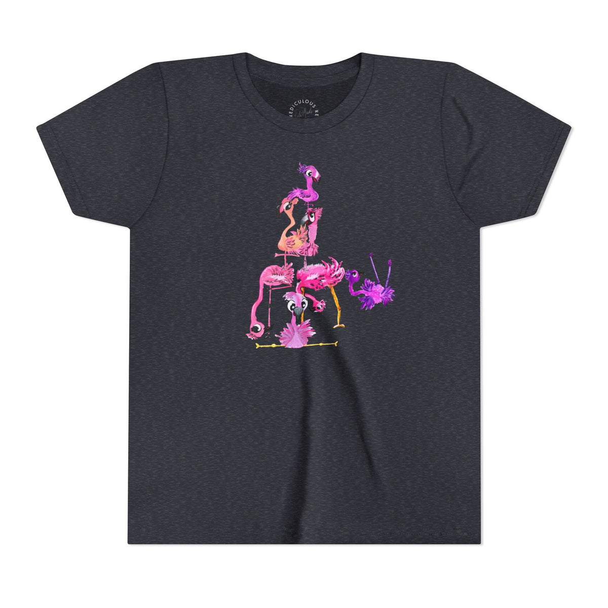Youth Tee — Watercolor Pink Flamingo Stack Kids T-Shirt
