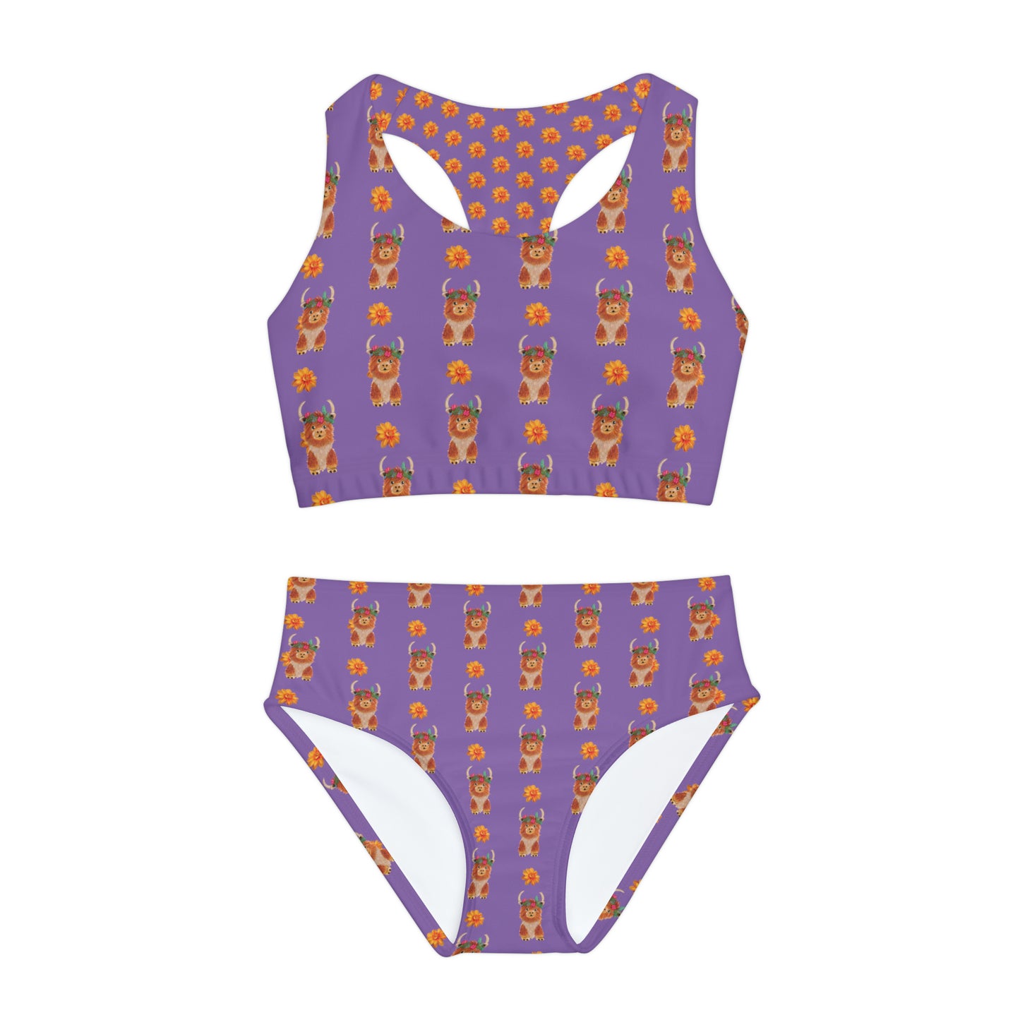 Purple Cow Girls Two Piece Swimsuit (AOP)