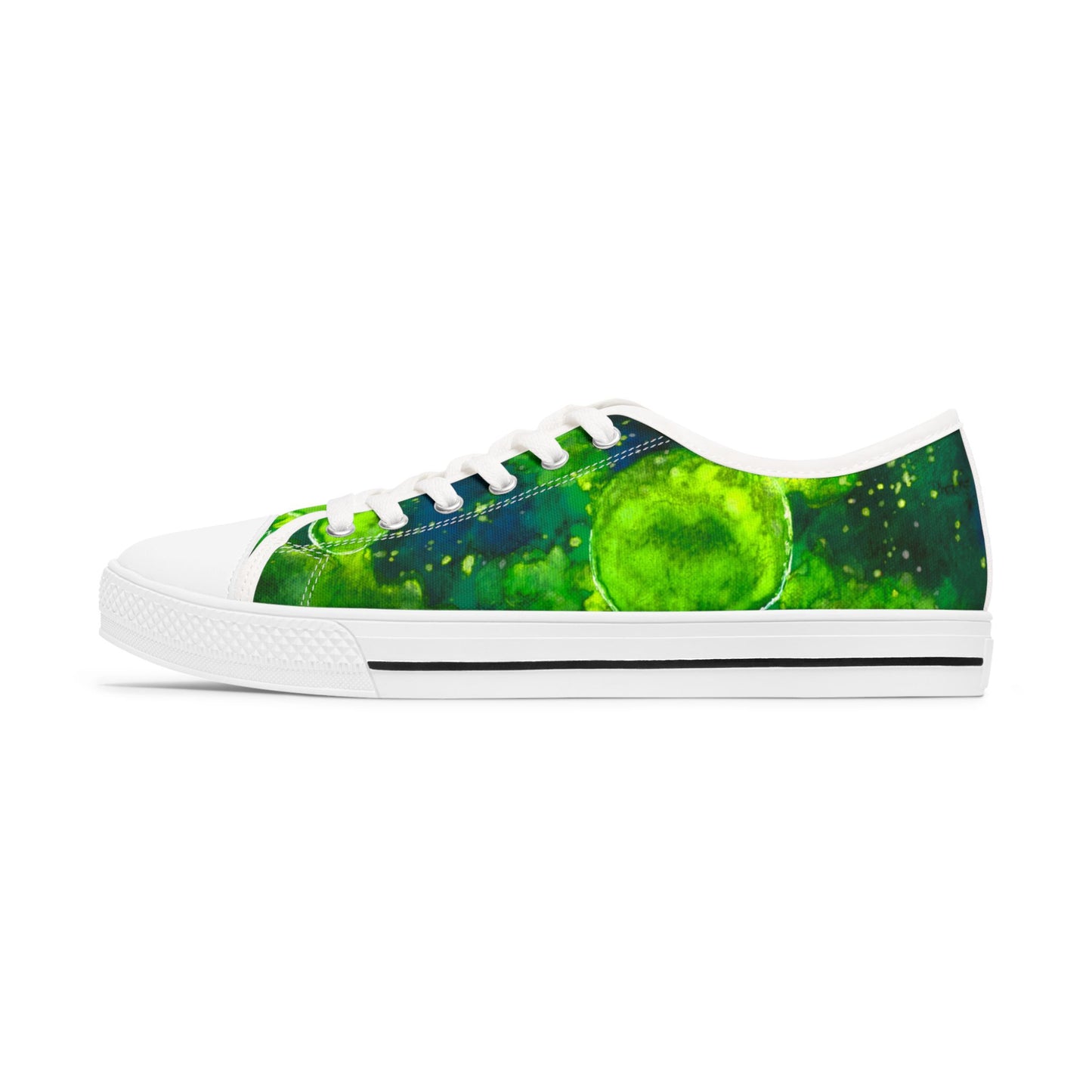 Low Top Sneakers — Green Galaxy Moon Pattern