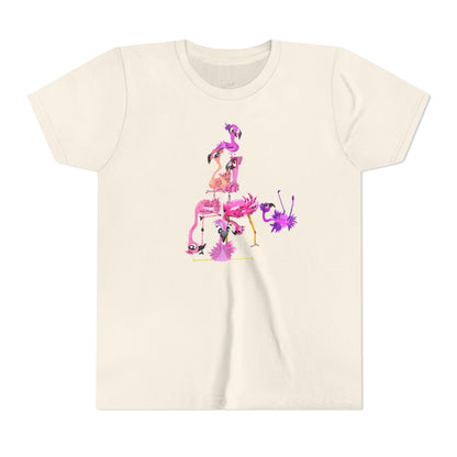 Youth Tee — Watercolor Pink Flamingo Stack Kids T-Shirt