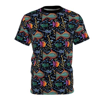 T-Shirt — Neon Retro Fish All-Over Print Tee