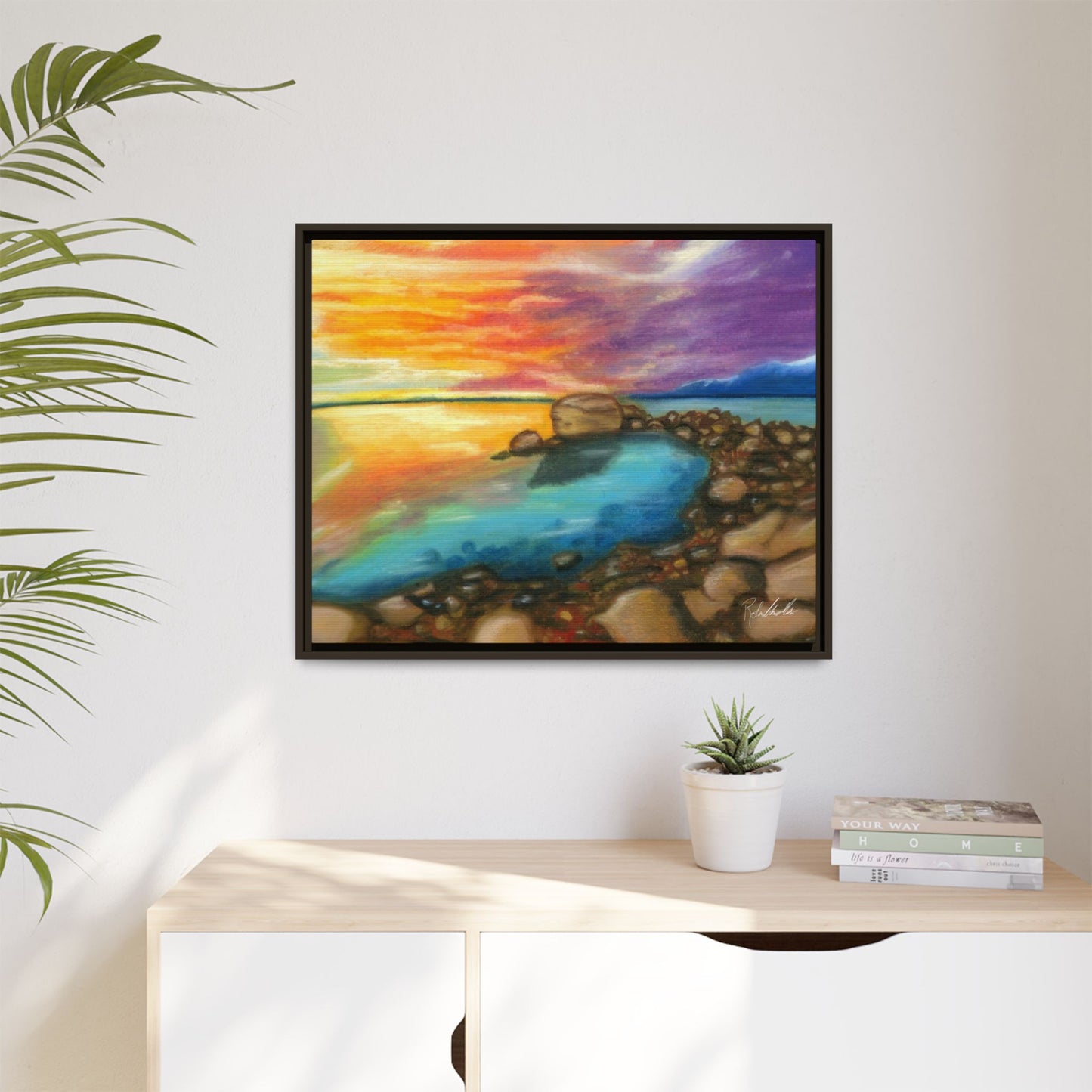 Sunset Ocean Beach Framed Wall Art