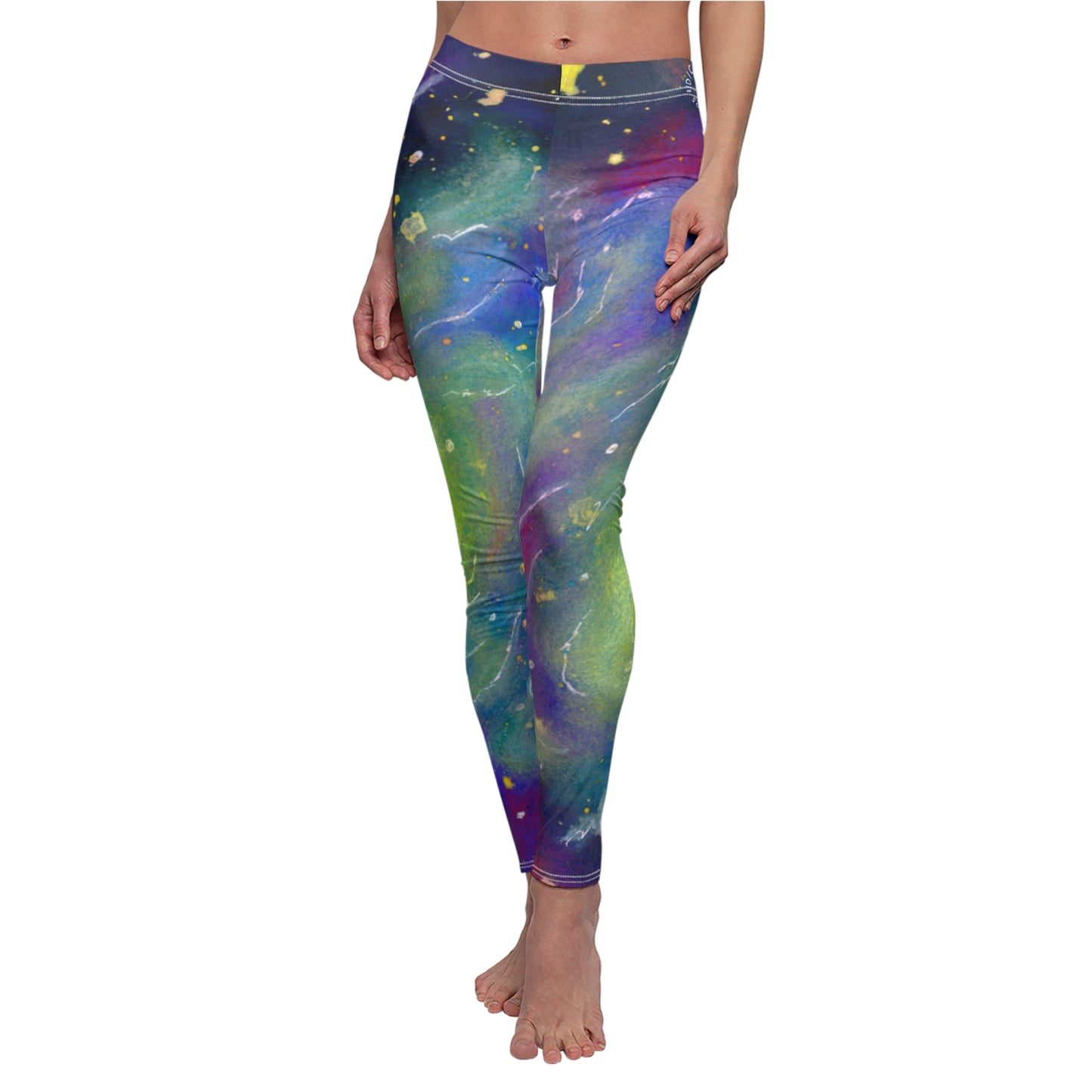 Rainbow Vortex Galaxy Women's Cut & Sew Casual Leggings (AOP)