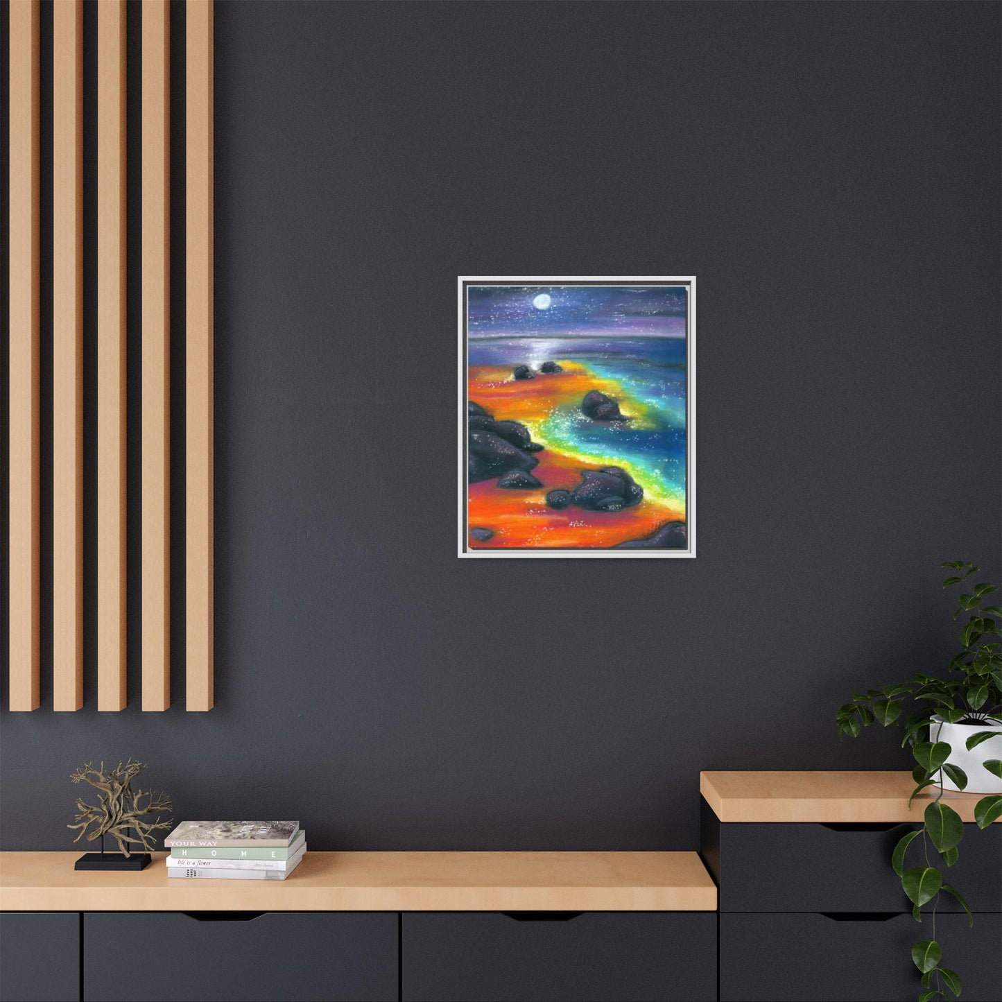 Beach at Night Frame Wall Art