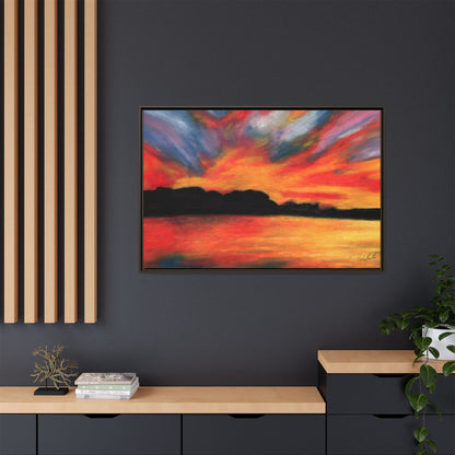 Sunset Over The Lake Framed Wall Art