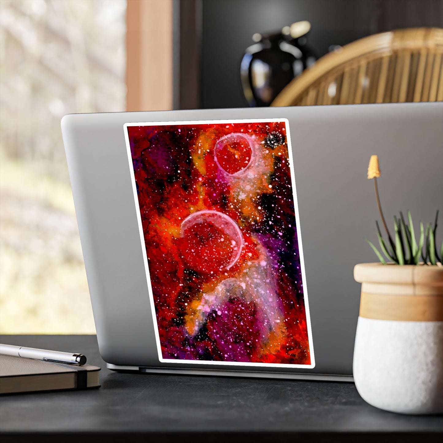 Orange Moons Galaxy Kiss-Cut Vinyl Decals Water, Scratch & UV-Resistant Satin Finish Vinyl Sticker with Removable Adhesive