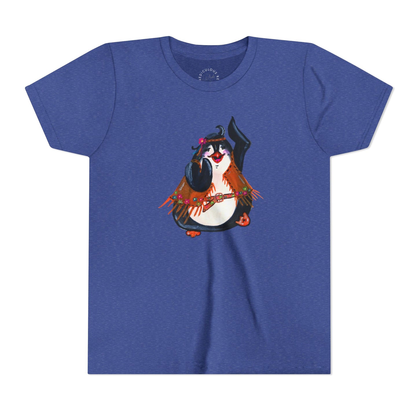 Kids Dancing Penguin Tee — Cute 60s Retro Penguin Graphic Youth T‑Shirt
