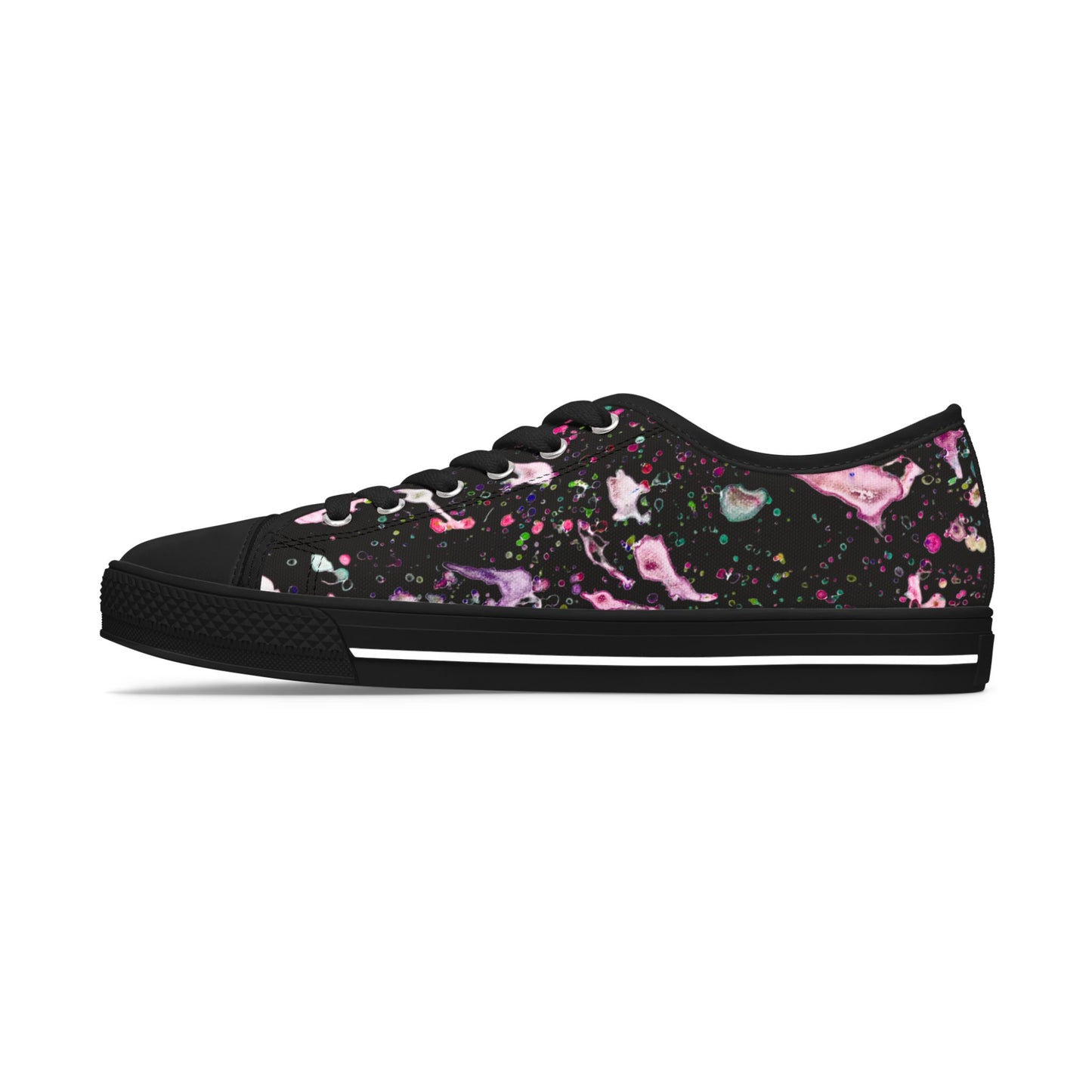 Low Top Sneakers — Galaxy Pink Paint Splatter Women's Casual Shoes