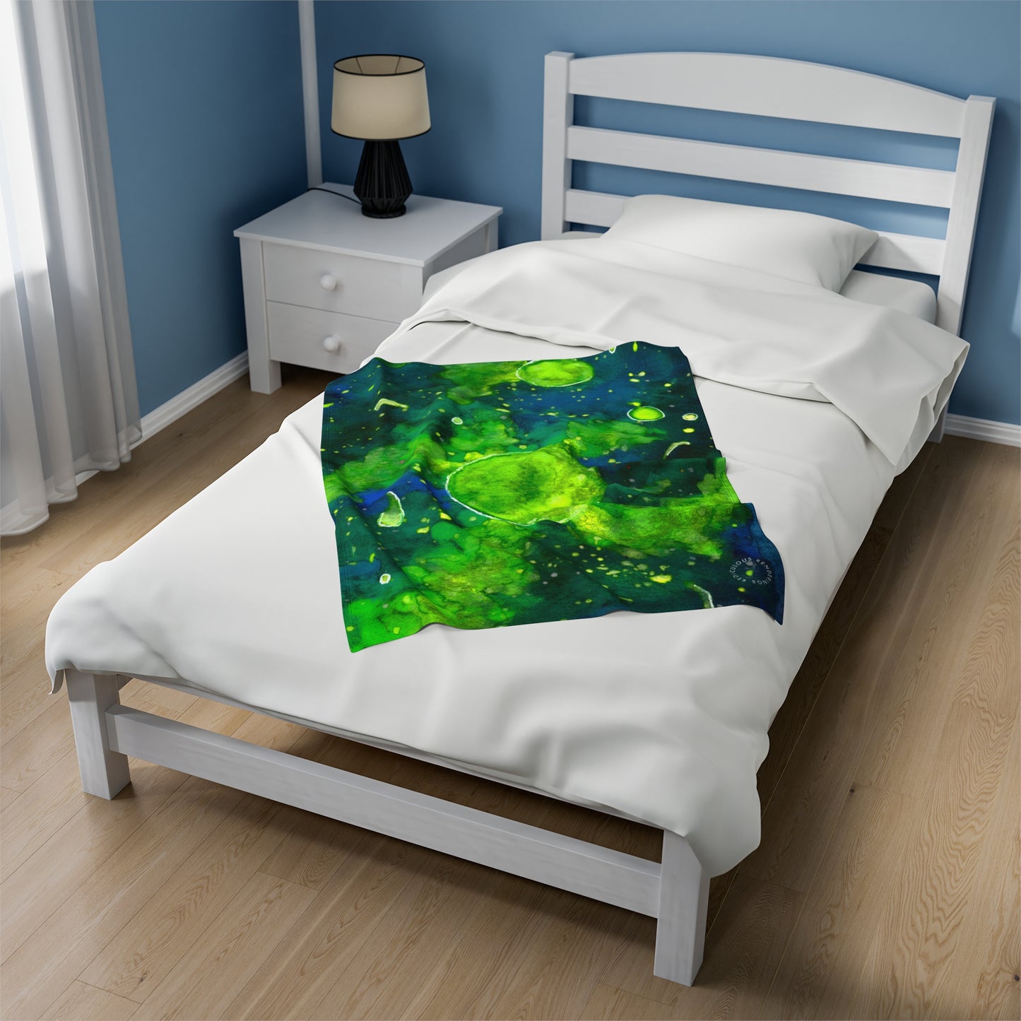 Green Galaxy Velveteen Plush Blanket