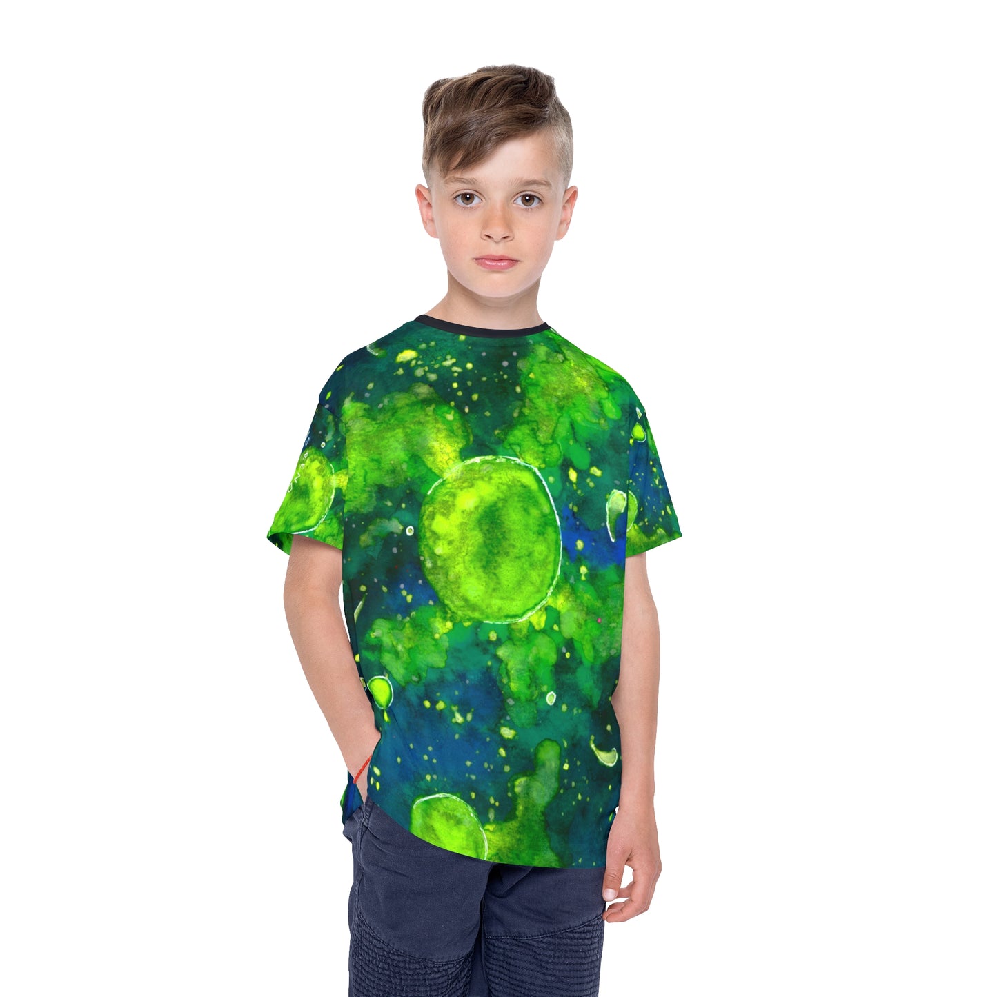 Green Galaxy Kids Sports Jersey (AOP)