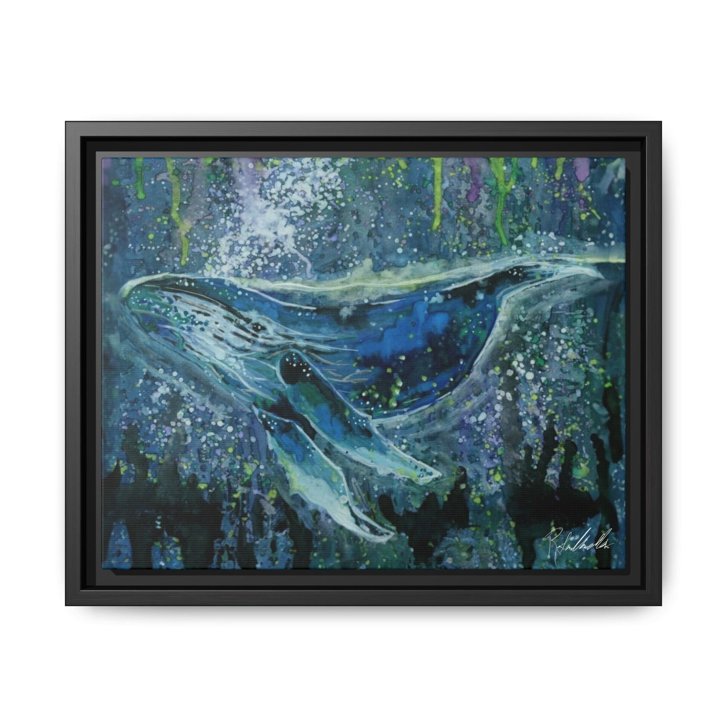 Watercolor Whale Framed Wall Art