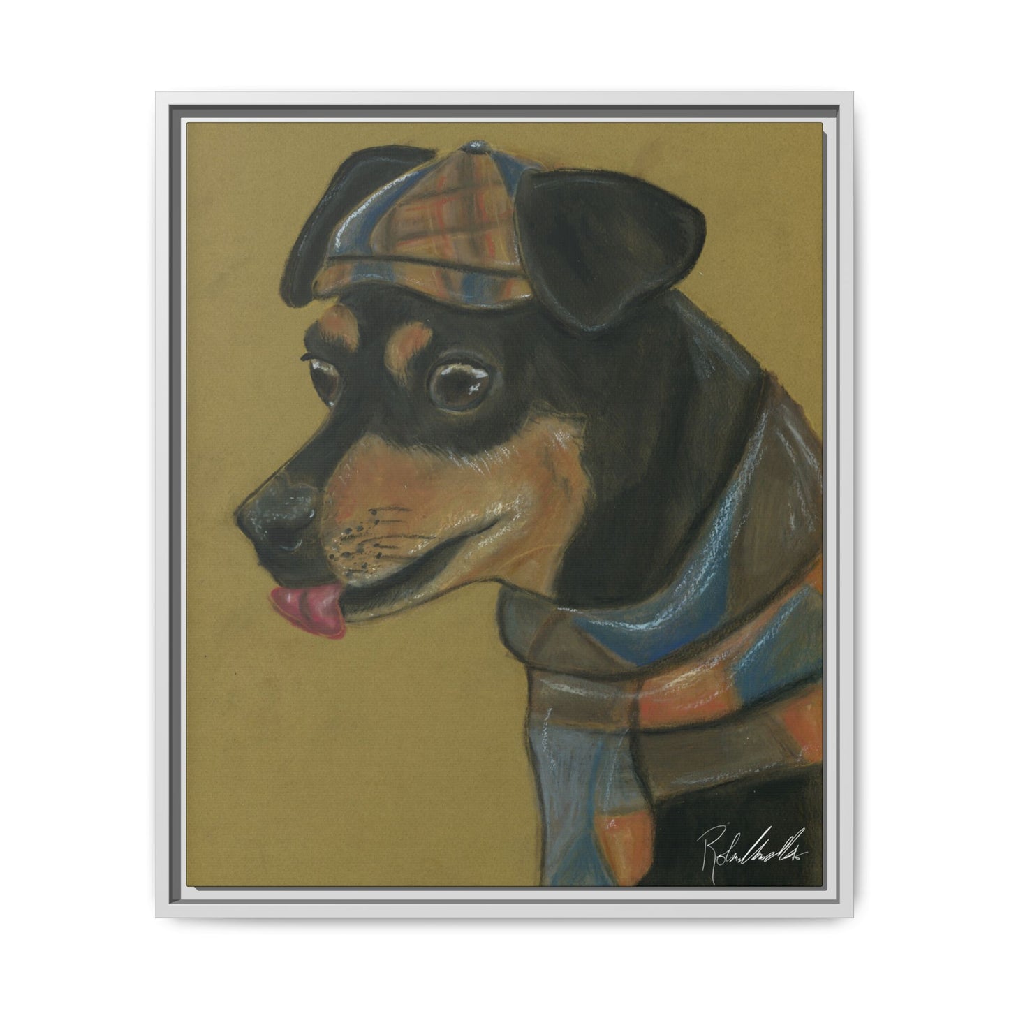Small Chihuahua Dog in Hat Framed Wall Art