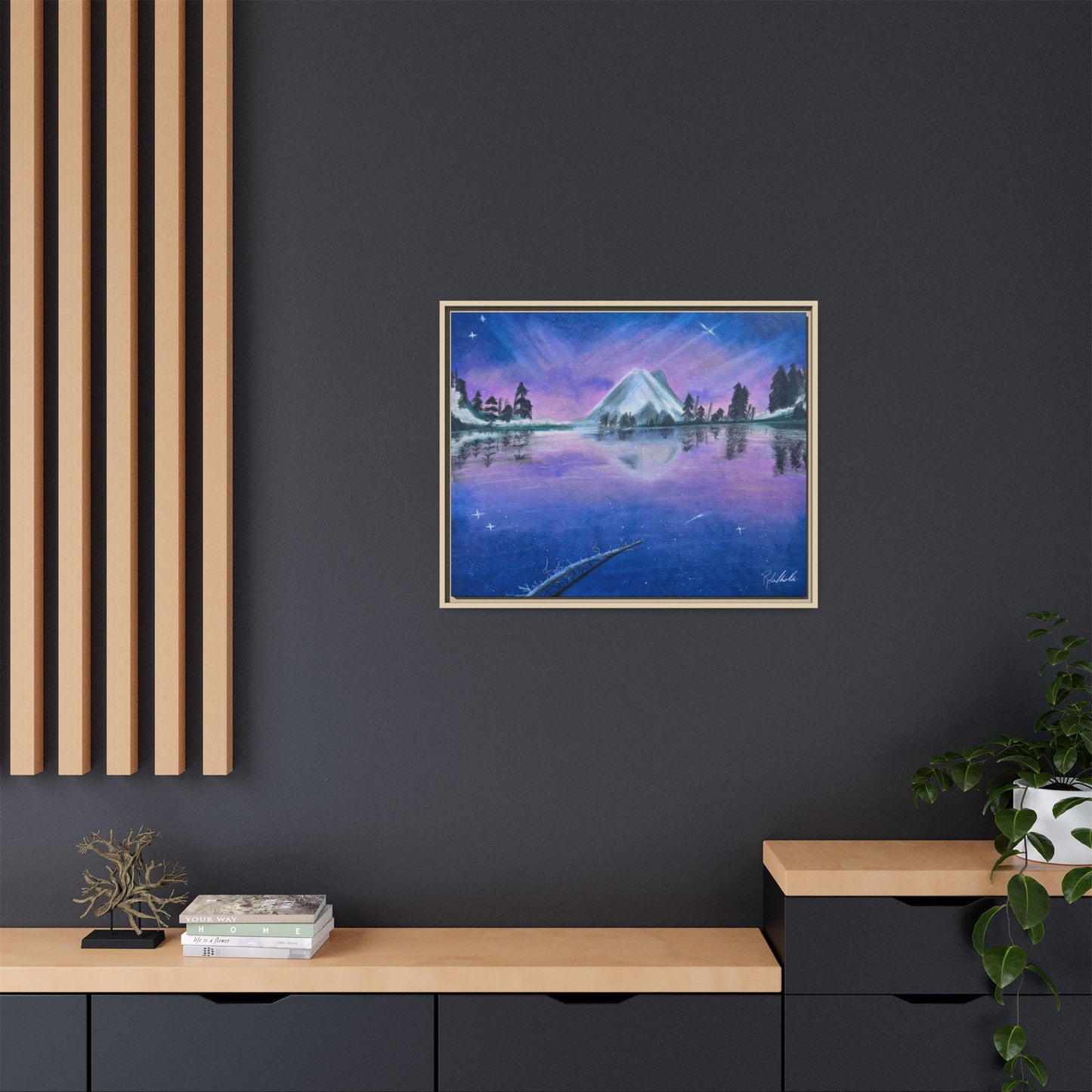 Purple Sky Over Lone Mountain Framed Wall Art