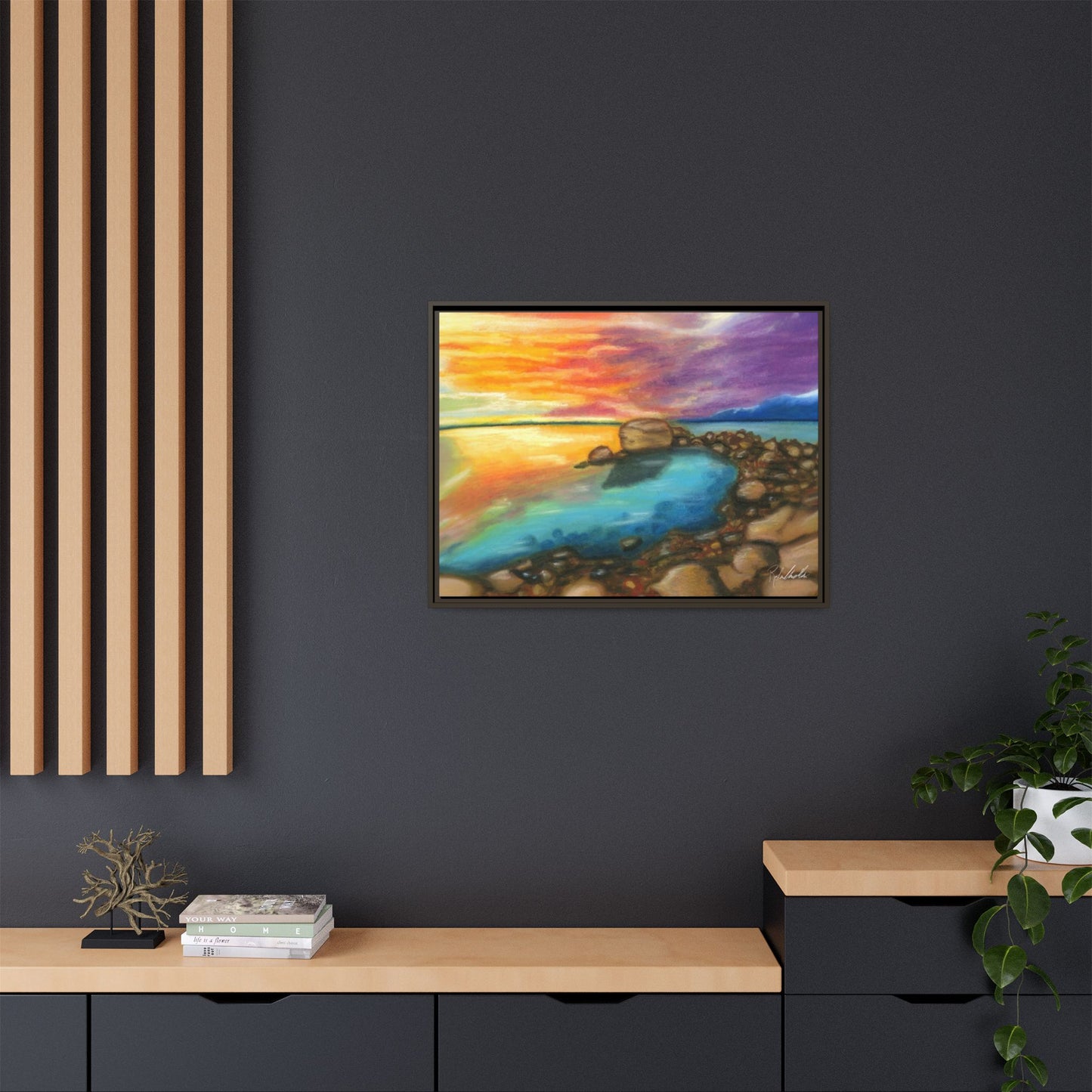 Sunset Ocean Beach Framed Wall Art