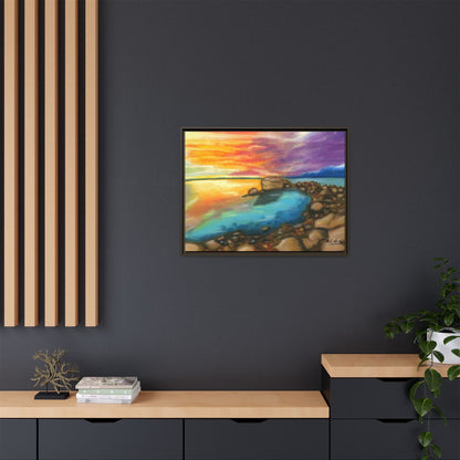 Sunset Ocean Beach Framed Wall Art
