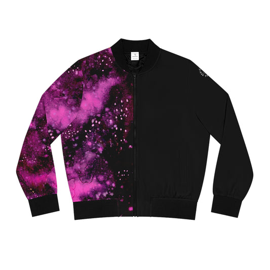 Rose Colored Galaxy Womens Bomber Jacket (AOP)