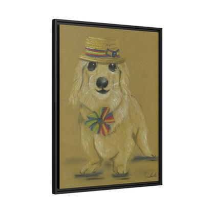 Weiner Dog in Hat Framed Wall Art