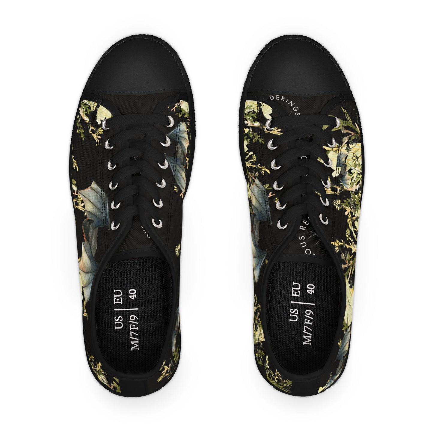 Women's Low Top Sneakers — Botanical Bat Night Floral Print