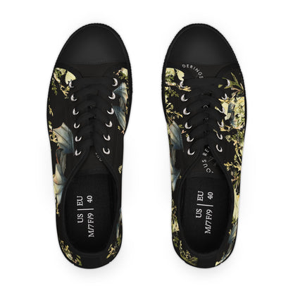 Women's Low Top Sneakers — Botanical Bat Night Floral Print