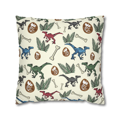 Dinosaur Fossil Pattern Pillowcase — Kids Paleontology Throw Pillow Cover