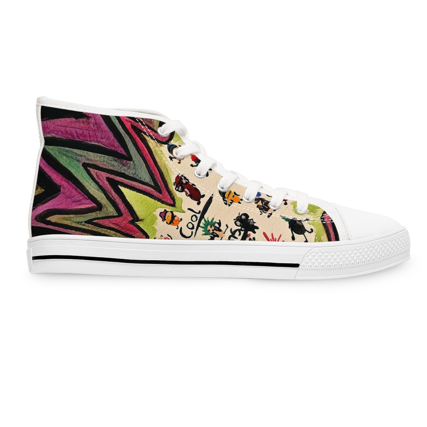 Women's High Top Sneakers — Colorful Retro Cool Beans Pattern Casual Shoes