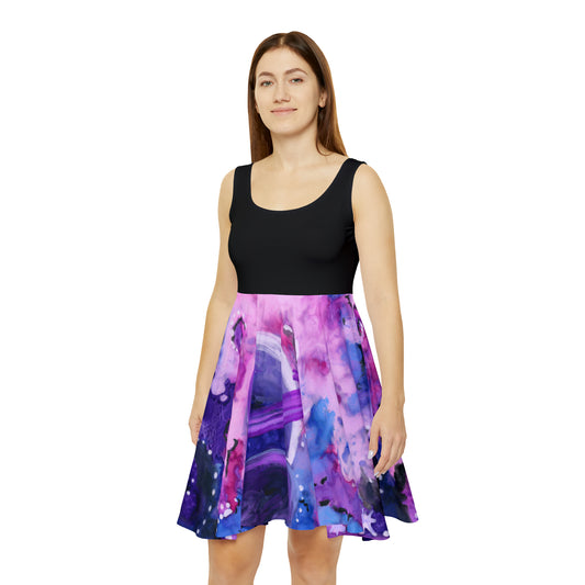 Purple Galaxy Women's Skater Dress (AOP)