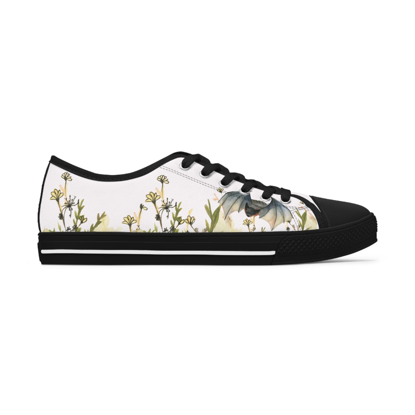 White Bat Printed Unisex Classic Low Top Sneaker Shoes