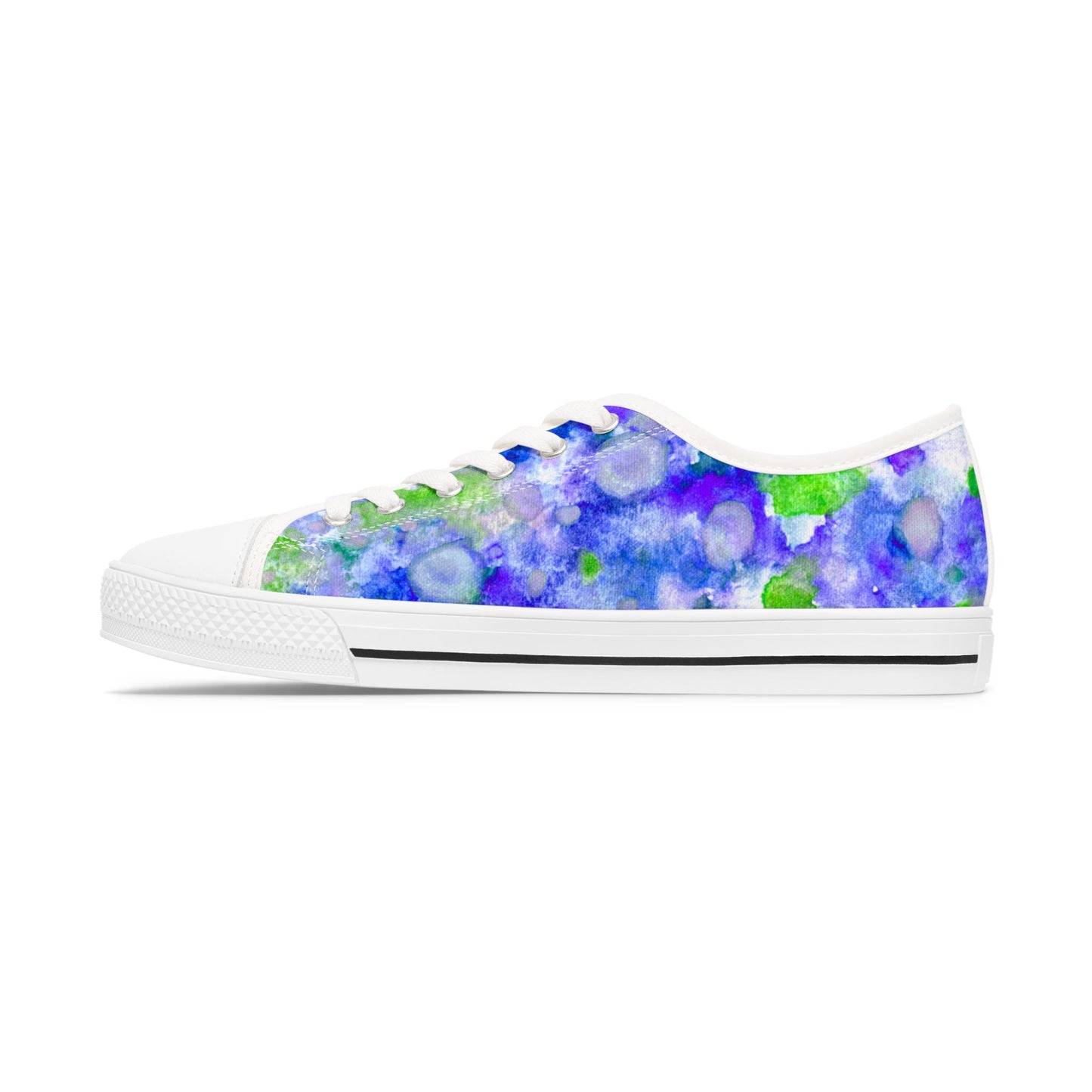 Floral Blur Women's Low Top Sneakers – Blue & Green Watercolor Print