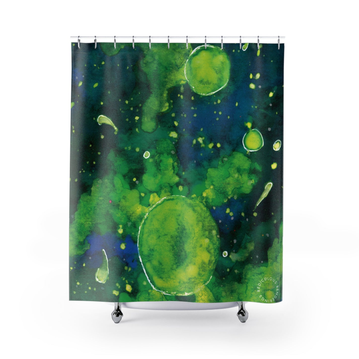 Green Galaxy Shower Curtain for Home Bathroom with Durable One-Sided Print and Waterproof Polyester Material