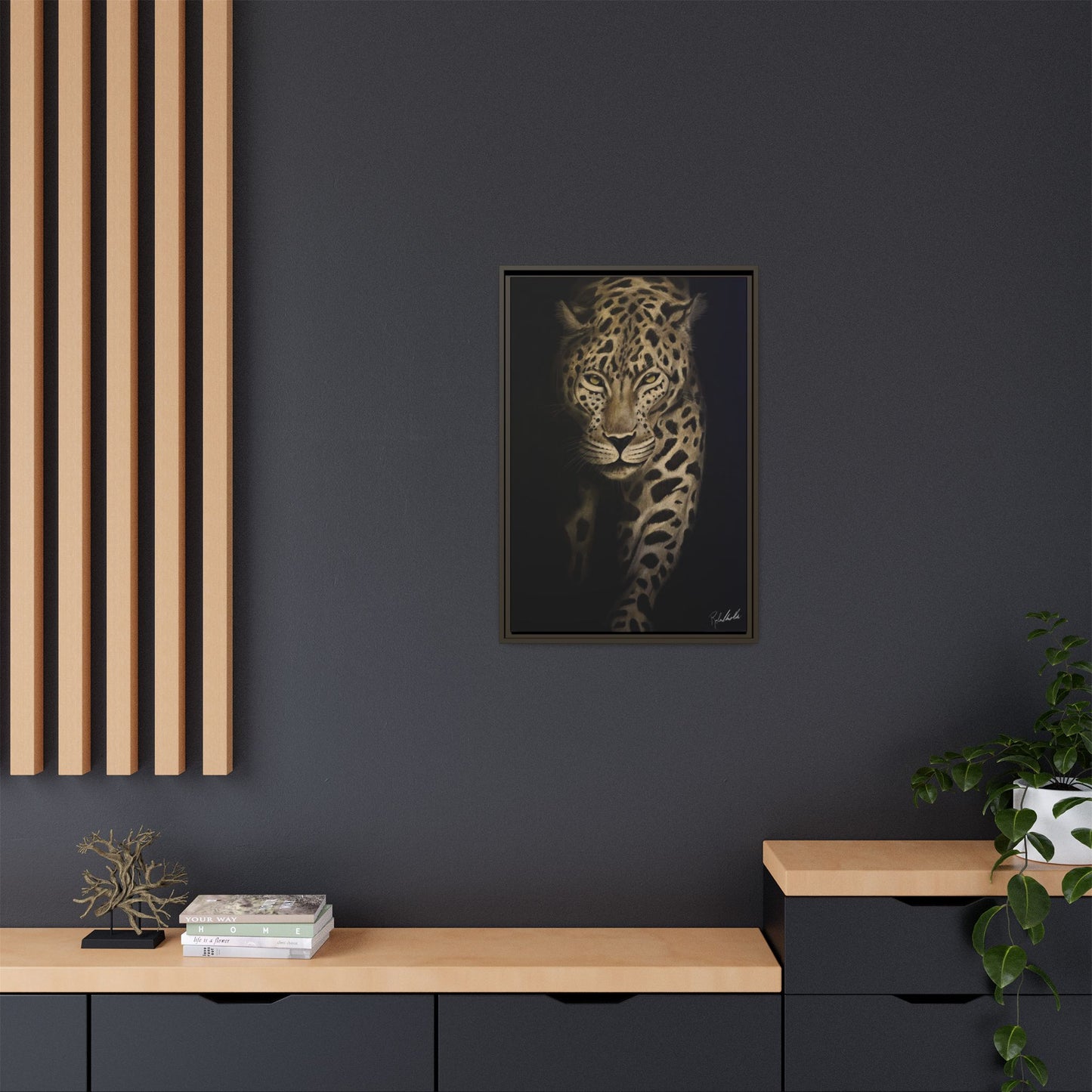 Leopard at Night Framed Wall Art