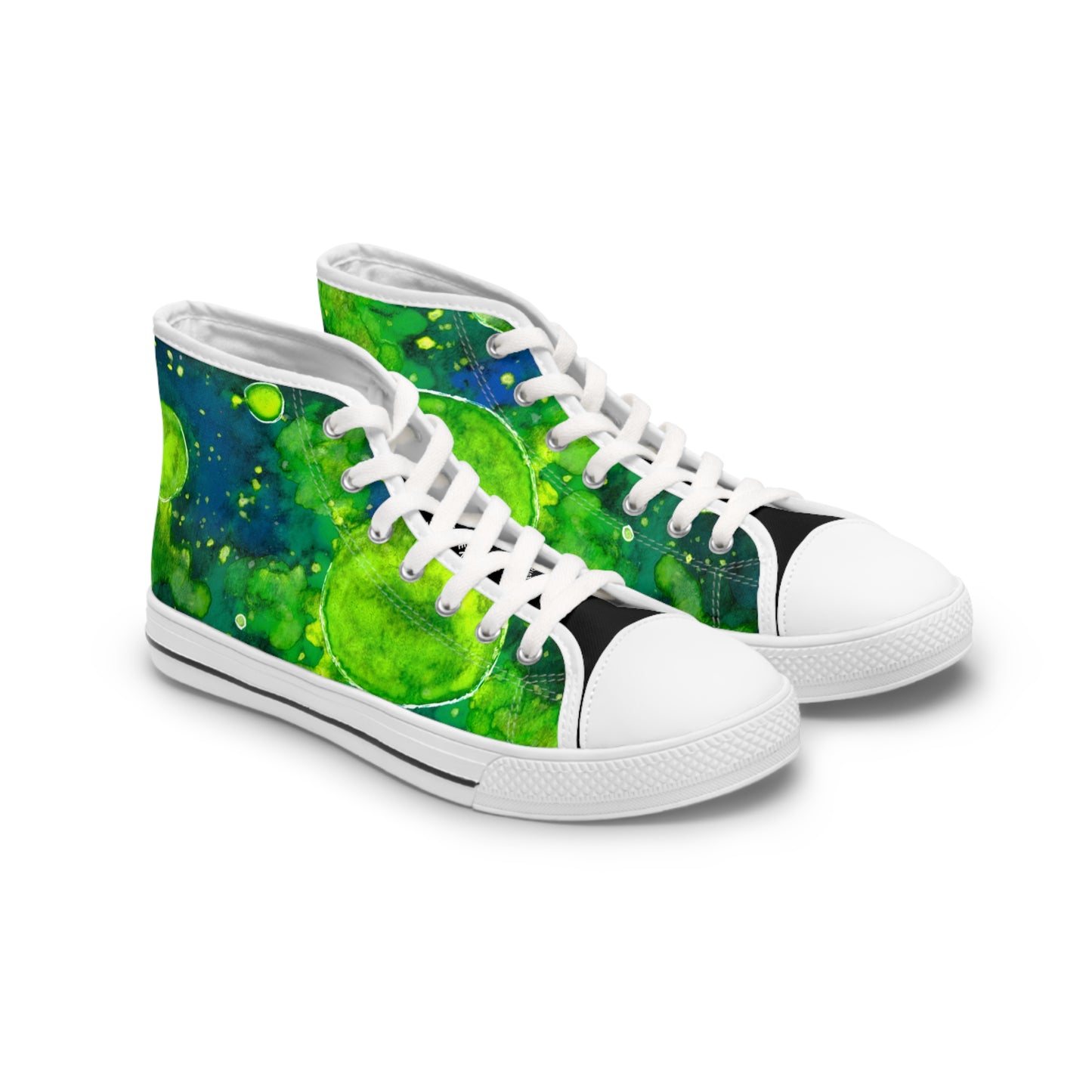 Green Galaxy Unisex Classic High Top Sneakers Closed Toe Casual Walking Fashion Shoes