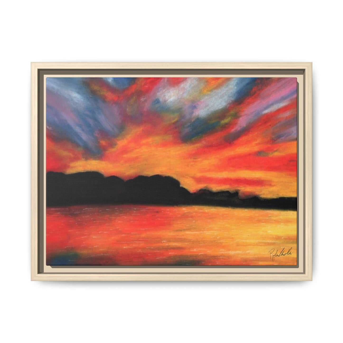 Sunset Over The Lake Framed Wall Art