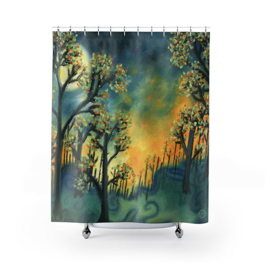 Fire Sun Trees Shower Curtain