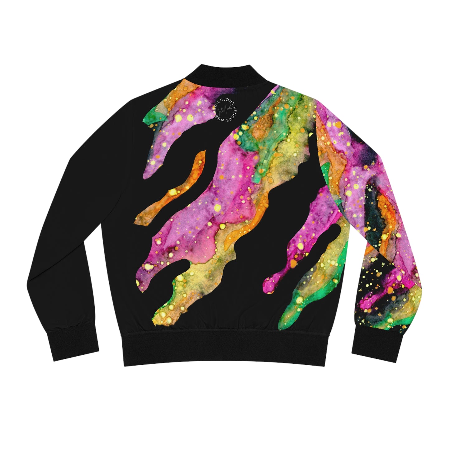 Abstract Watercolor Bomber Jacket — Vibrant Galaxy Paint Splatter AOP