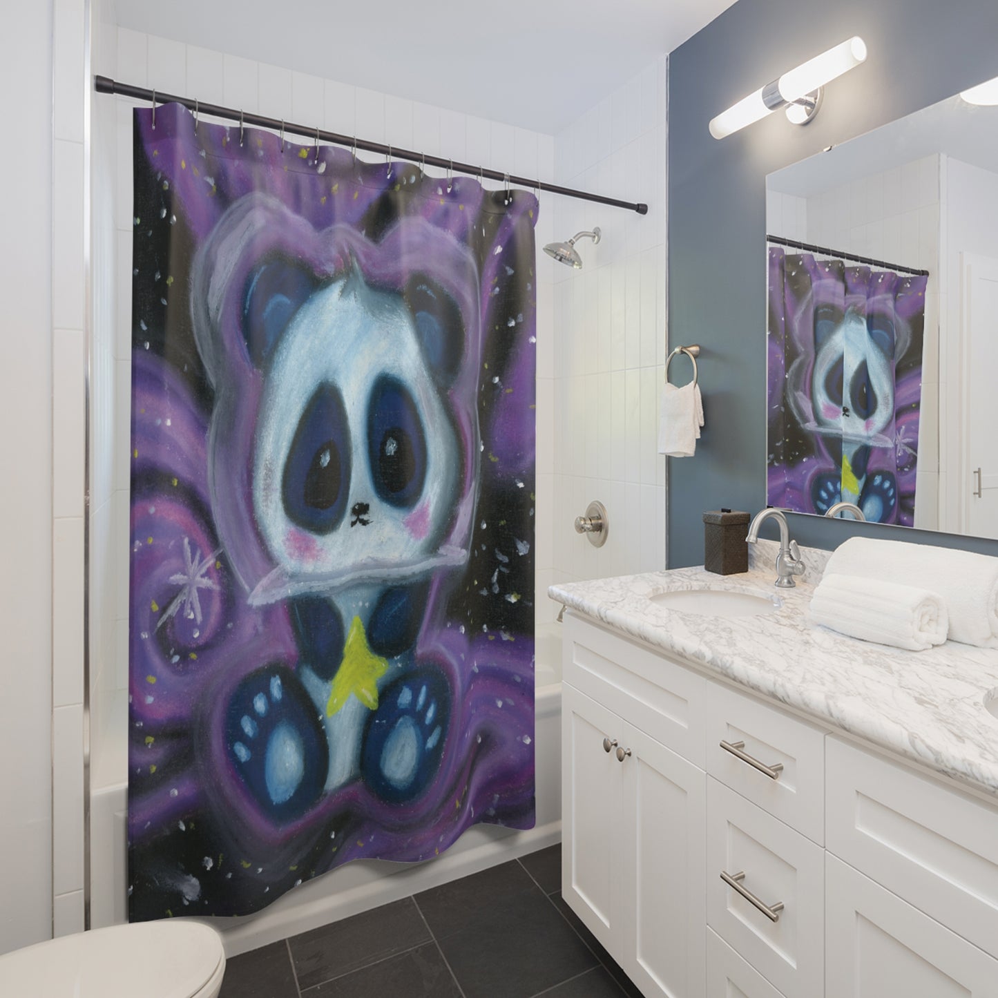 Space Panda Shower Curtain