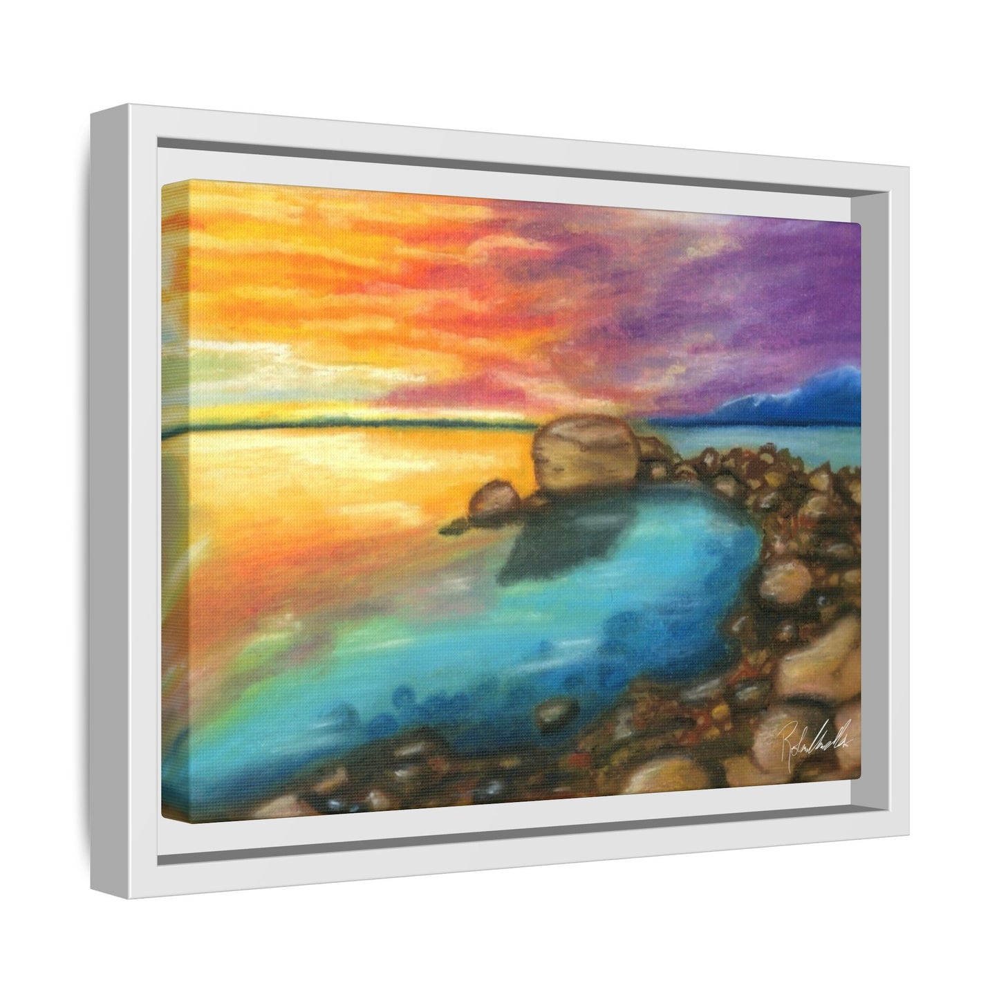 Sunset Ocean Beach Framed Wall Art