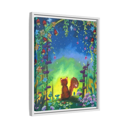 Fox Under Flowers Framed Wall Art