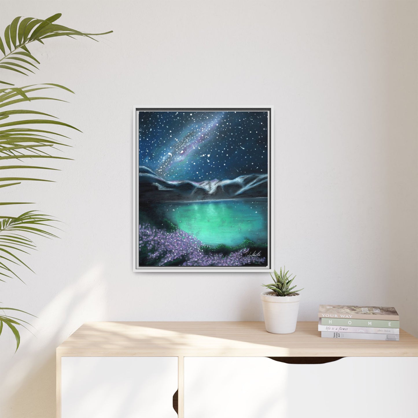 Night Sky over Spring Lake Framed Wall Art