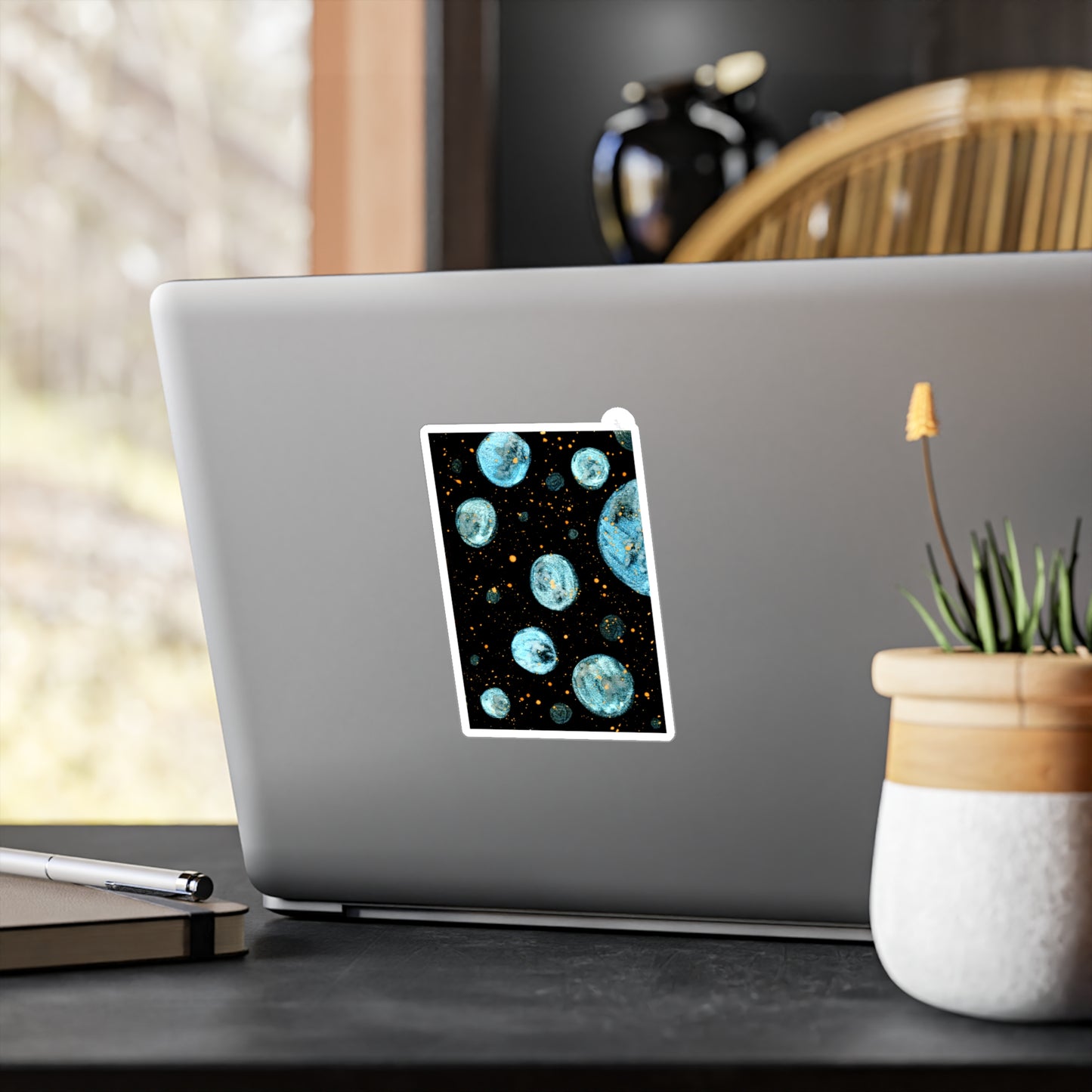 Little Blue Planets Galaxy Kiss-Cut Vinyl Decals Water, Scratch & UV-Resistant Satin Finish Vinyl Sticker with Removable Adhesive