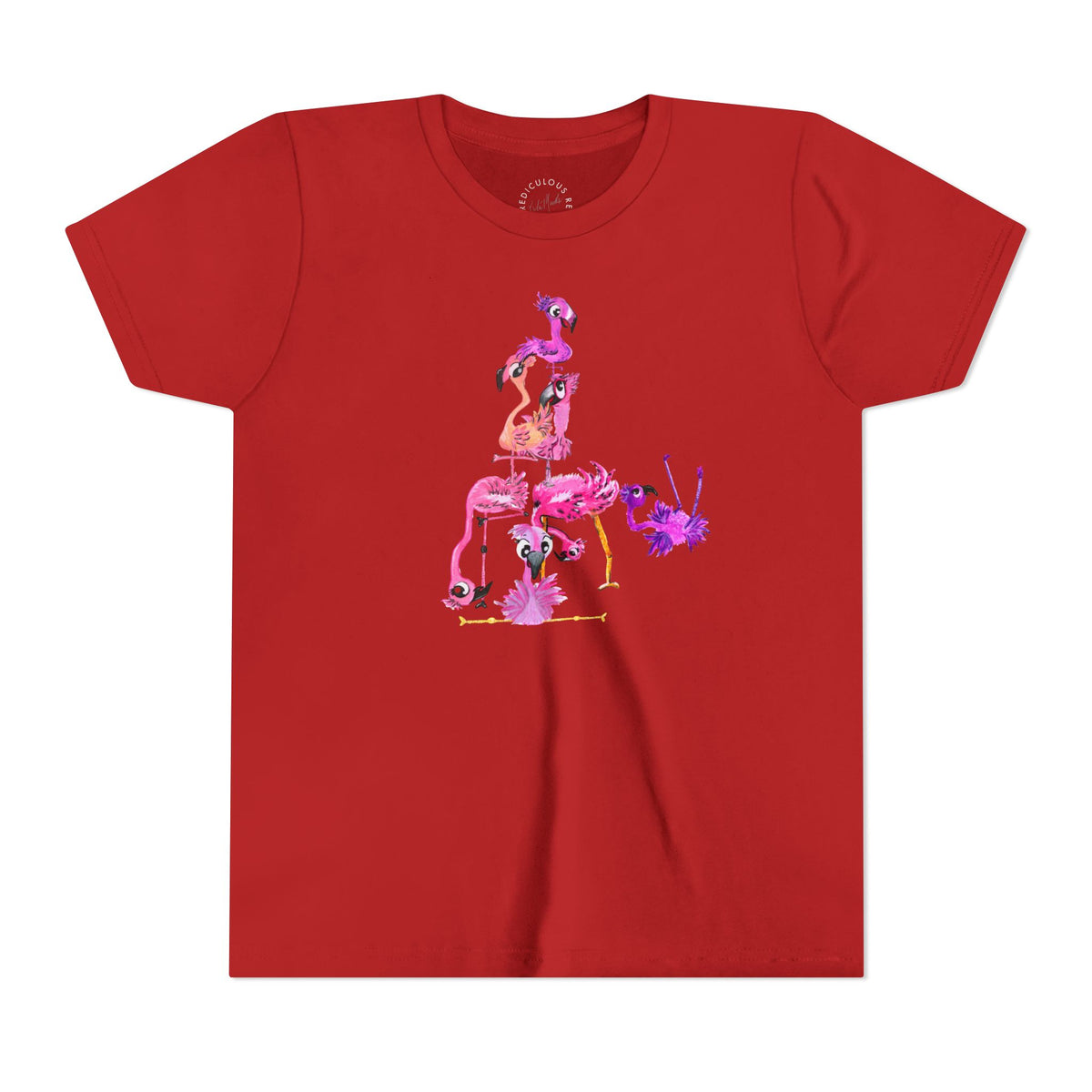 Youth Tee — Watercolor Pink Flamingo Stack Kids T-Shirt