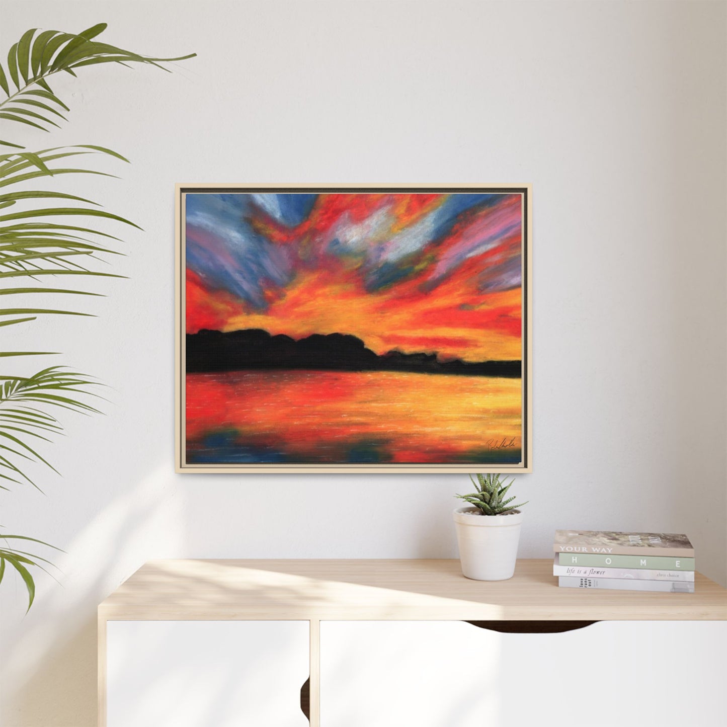 Sunset Over The Lake Framed Wall Art