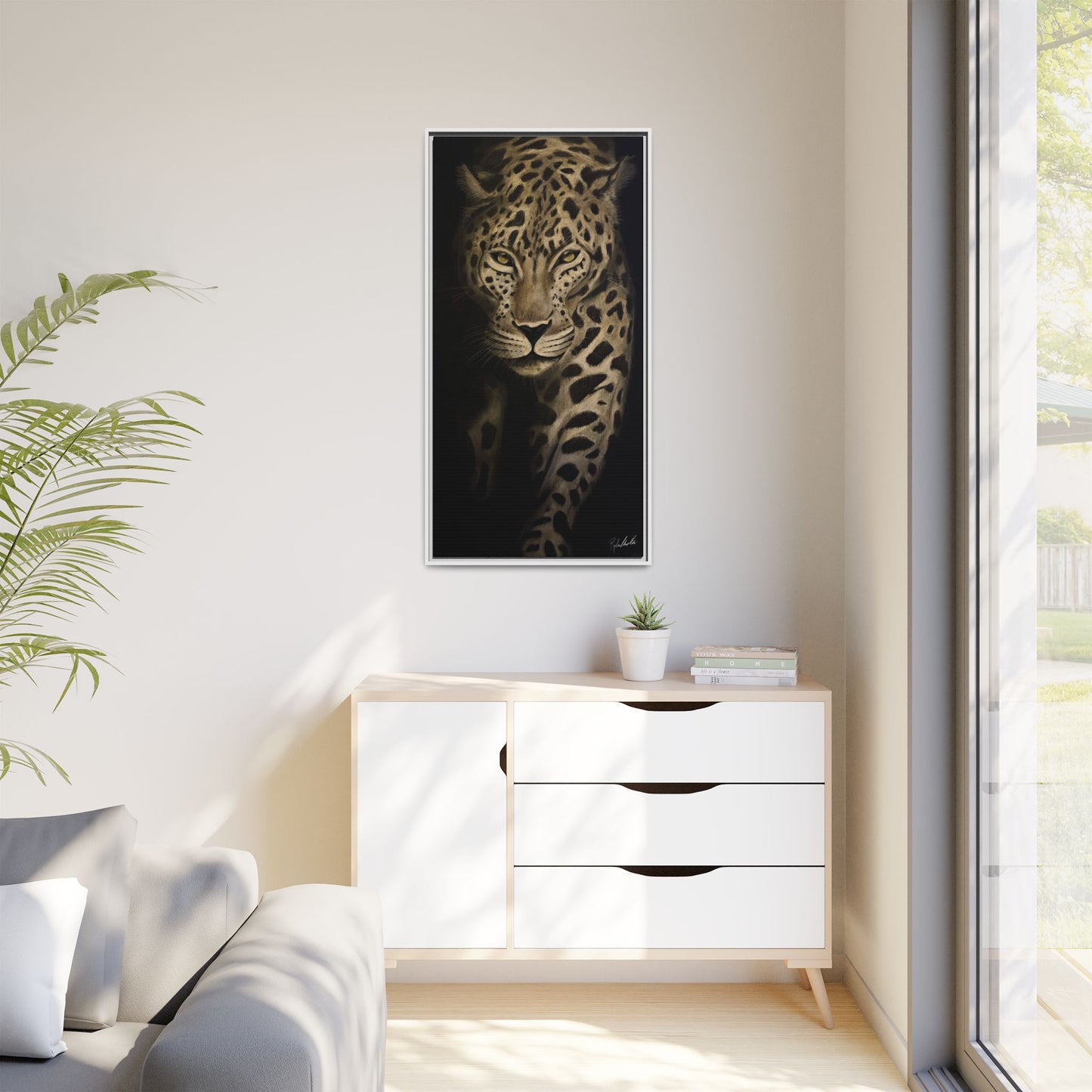 Leopard at Night Framed Wall Art