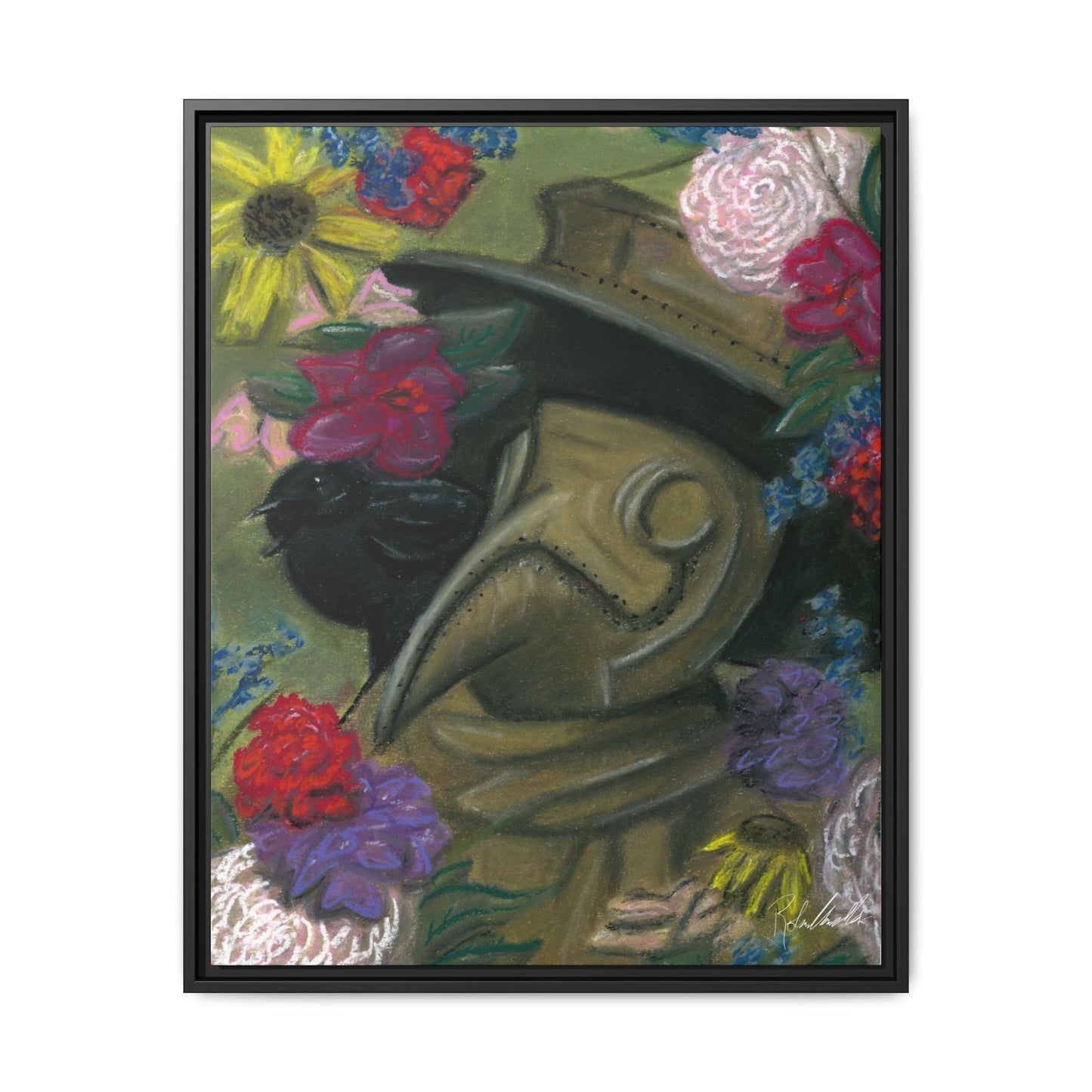 Plague Doctor and Raven Framed Wall Art
