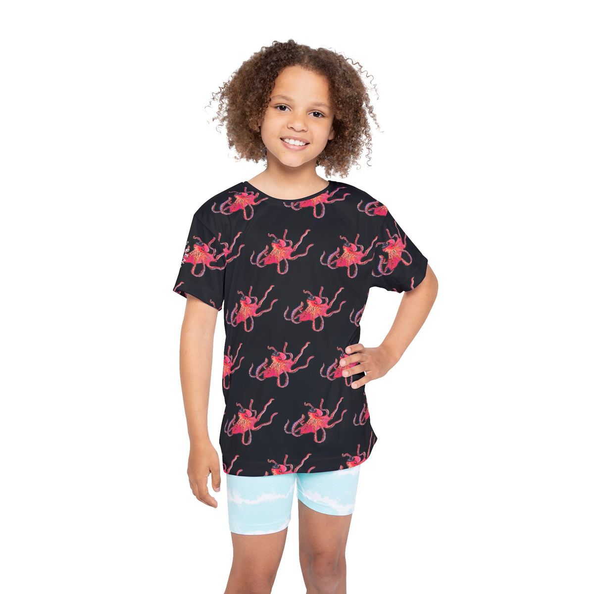 Kids Octopus Sports Jersey — Bright Red Octopus All-Over Print
