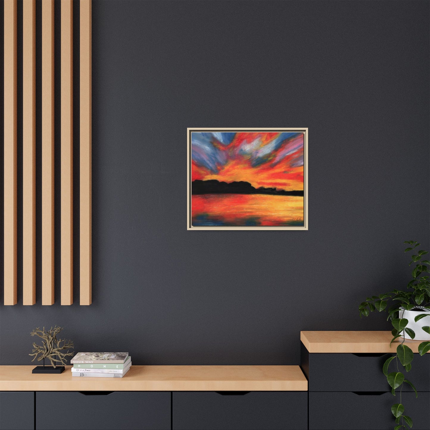 Sunset Over The Lake Framed Wall Art