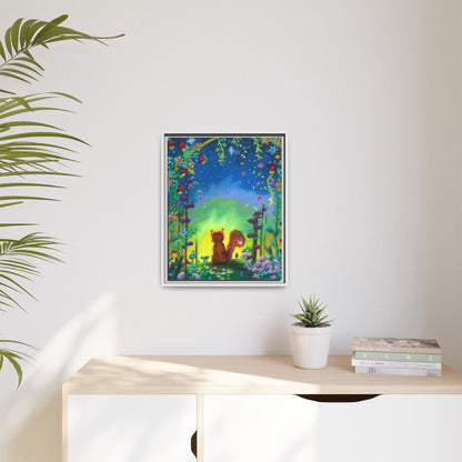 Fox Under Flowers Framed Wall Art
