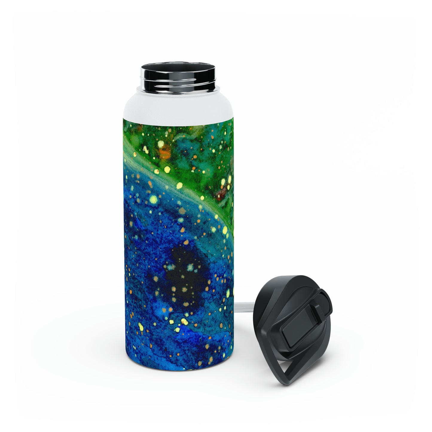 Blue Planet Galaxy Stainless Steel Water Bottle, Standard Lid