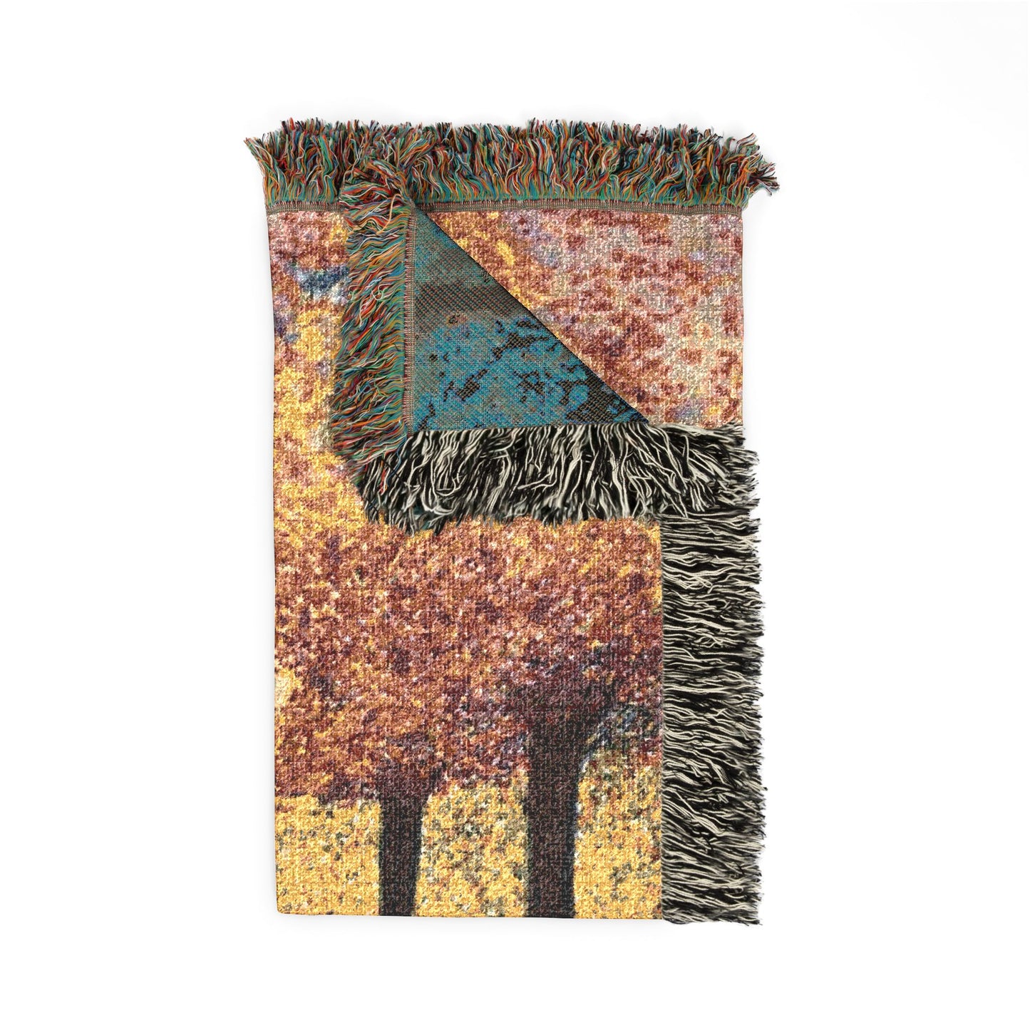 Autumn Forest Woven Blanket — Cozy Scenic Throw for Home & Cabin