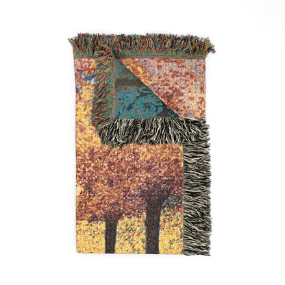 Autumn Forest Woven Blanket — Cozy Scenic Throw for Home & Cabin